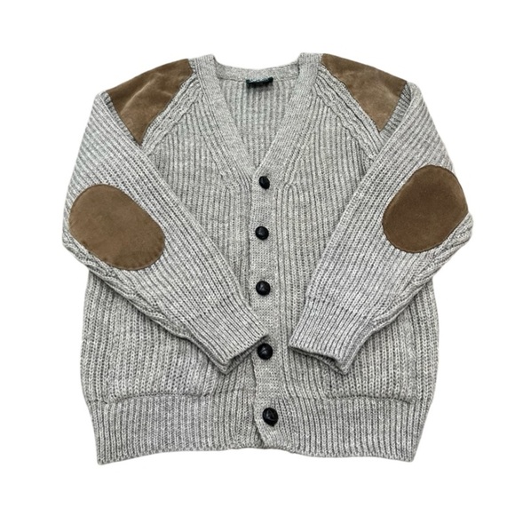British Wool Dulyn Knitwear Cable Knit Cardigan | Leather Elbow Patches Large - Picture 3 of 10